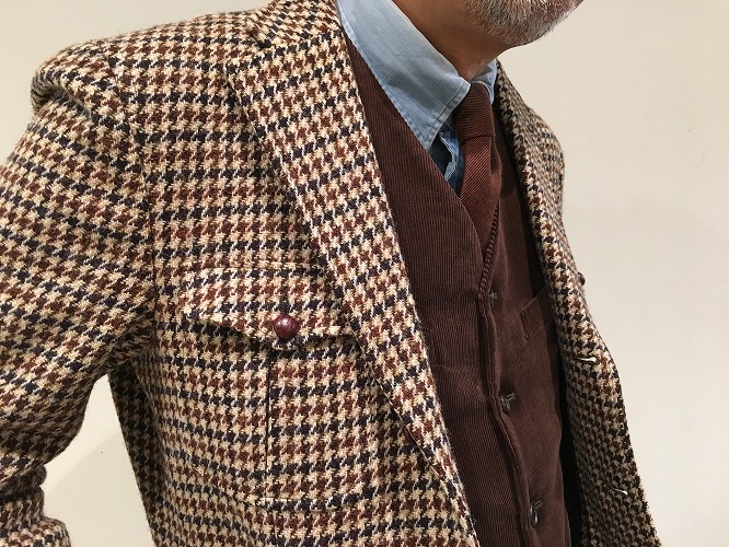 azabu tailor カシミヤ混 サイズL ツイードジャケット ブラウン系 販売実績No.1 カシミヤ混