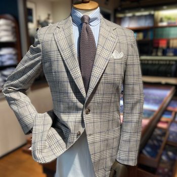 新品 HILTON ヒルトン オルメザーノ 麻 リネン 格子柄 ジャケット A6 新品 HILTON ヒルトン オルメザーノ 麻 リネン 格子柄 ジャケット A6