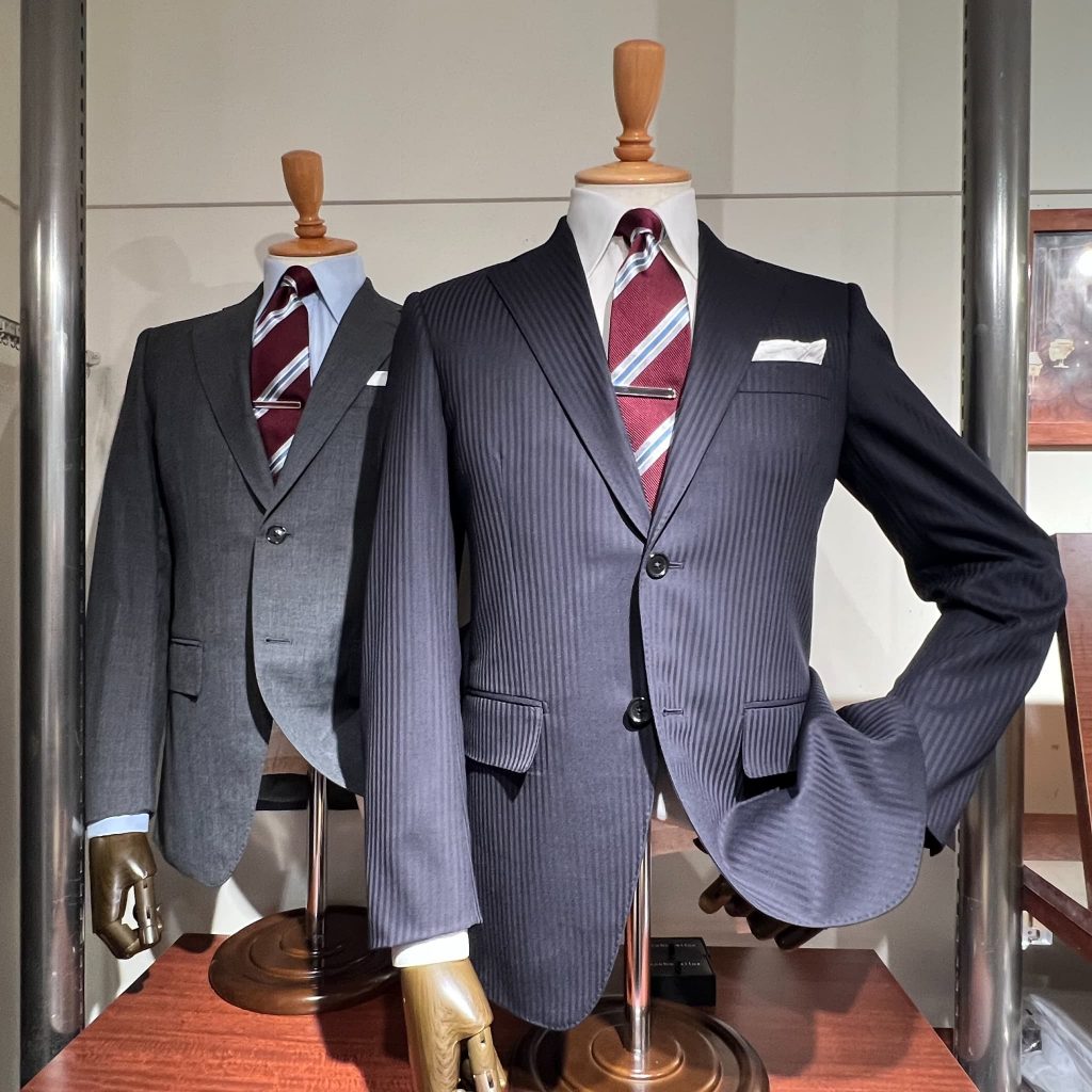 azabu tailor 麻布テーラーシャドウストライプネイビー シングルスーツ