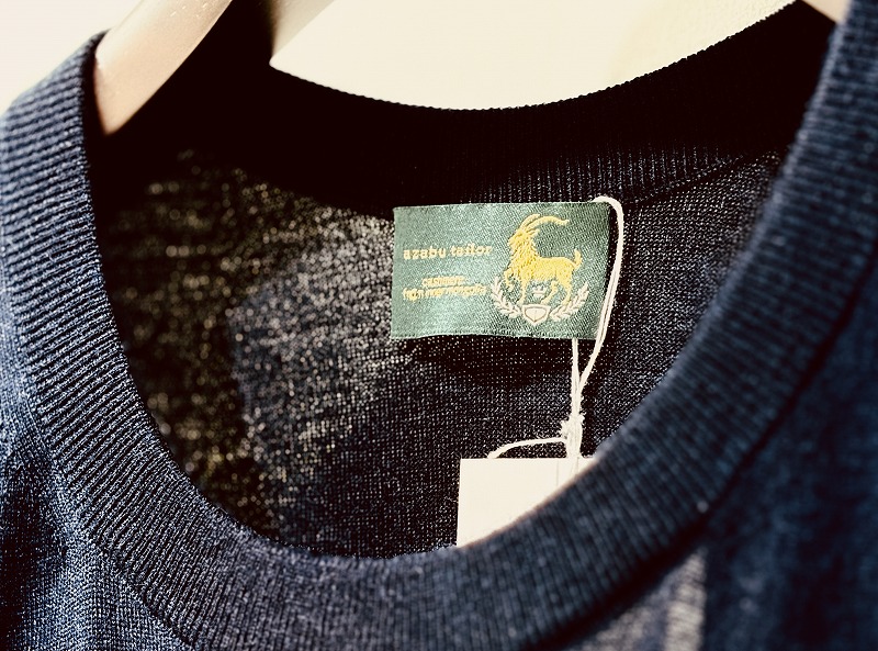 【azabu tailor Original ハイゲージクルーネックニット T】