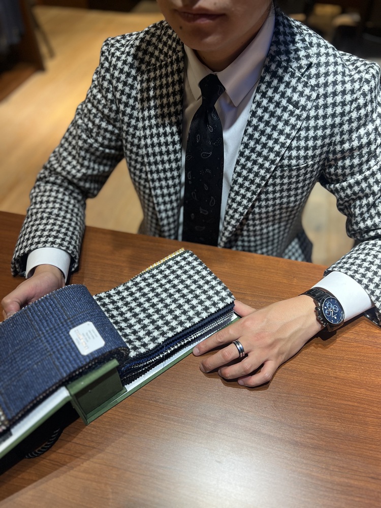 スタッフ熊谷の千鳥柄ジャケットコーデ　