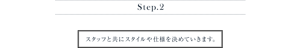 オーダーの流れ　Step.2　スタッフと共にスタイルや仕様を決めていきます。