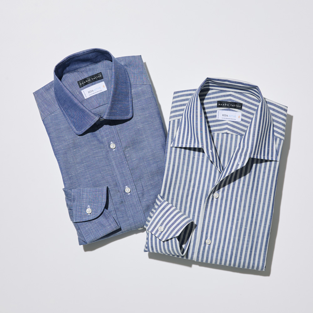 REDA ACTIVE Wool & Linenのシャツ生地 左1855-15 右485-4-2